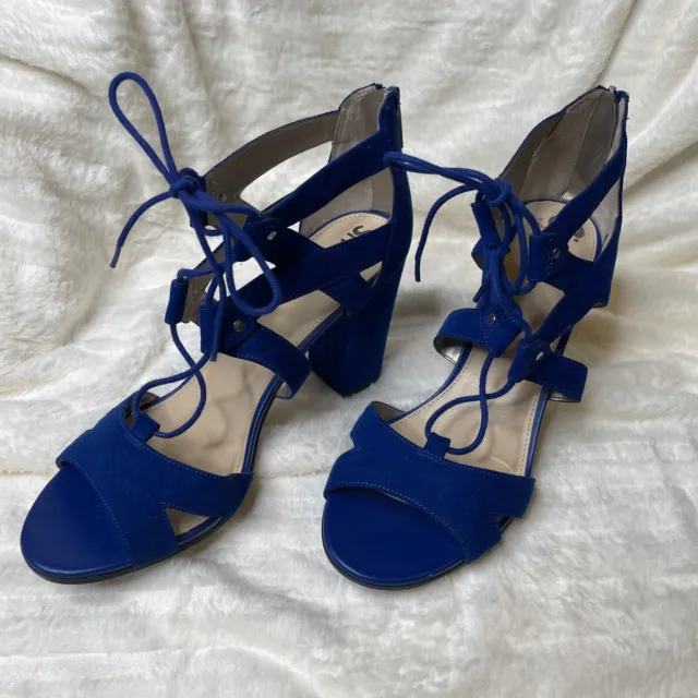 Circus by Sam Edelman Emilia Micro-Suede Lace Up Sandals Women's Size 7.5 Blue