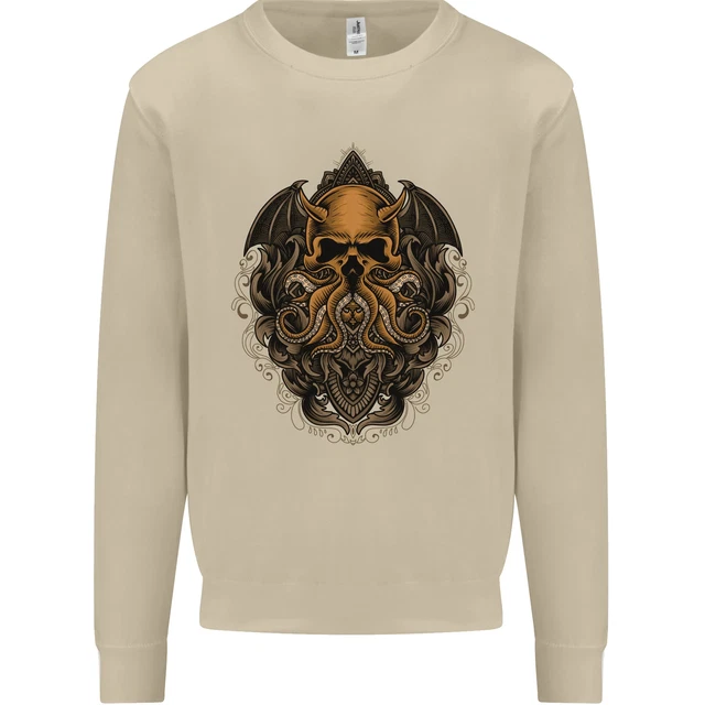 Felpa da uomo Cthulhu Octopus Kraken Devil Skull Demon 7