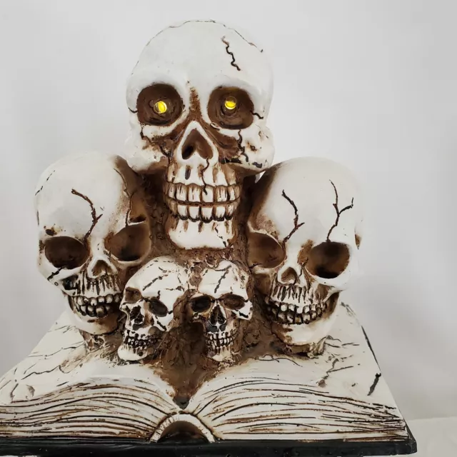 Halloween Tabletop 5 Skulls Spell Books With lighted Eyes Battery Operated