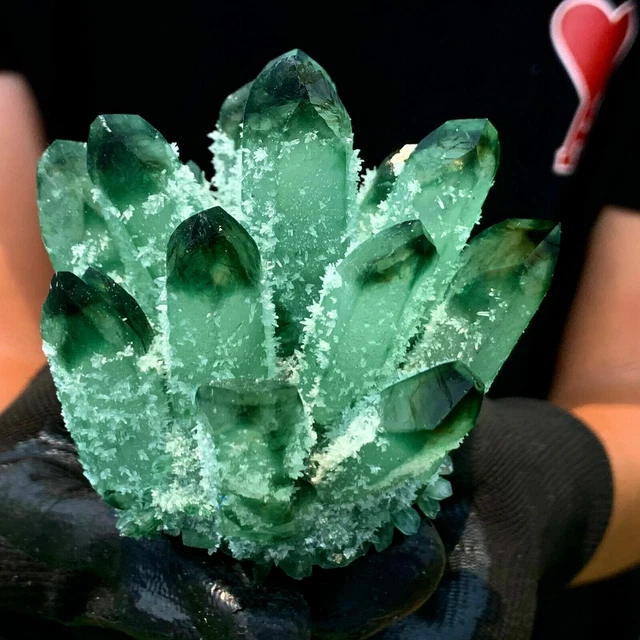 New Find Green Phantom Quartz Crystal Cluster Mineral Specimen Healing 3