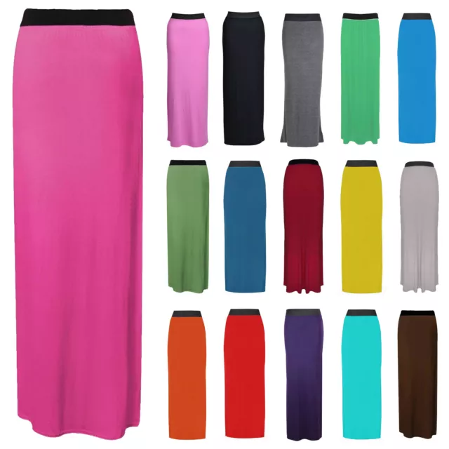 New Womens Ladies Gypsy Long Jersey Maxi Skirt Size 8-26