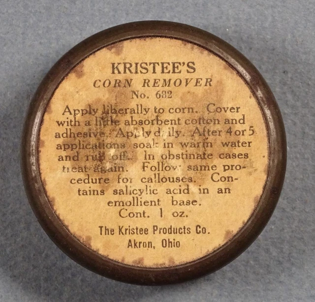 1920s Kristee's Corn Remover 682 Tin Kristee Products Co Akron OH Medicine  tr28