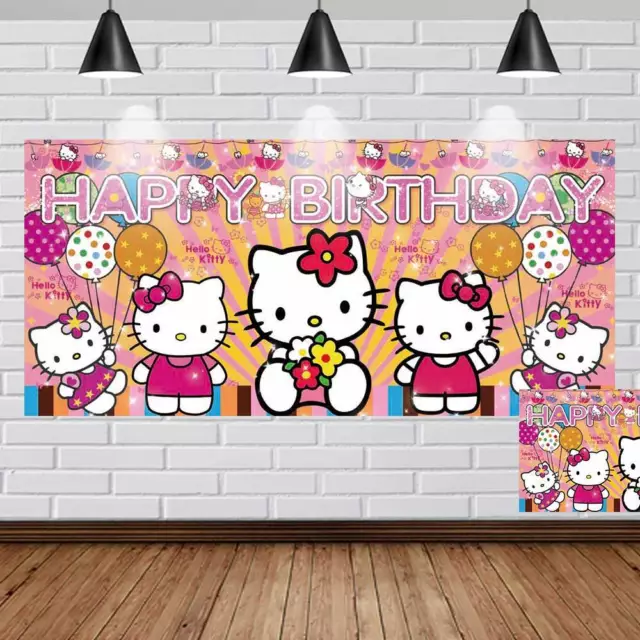 Hello Kitty Birthday Banner Party Supplies Backdrop Cartoon Party Decoration