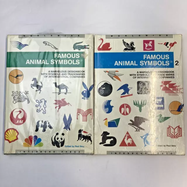 Graphic Design Logo Designbook Famous Animal Symbols Vol 1 & 2 Paul Ibou HC