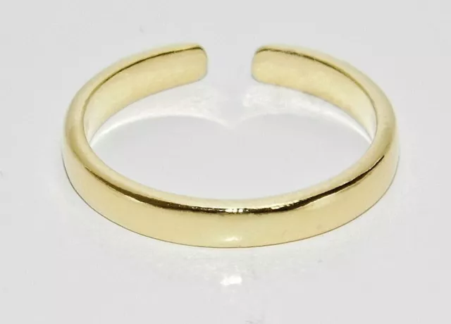 9ct Yellow Gold on Silver Plain Toe Ring - Adjustable Size
