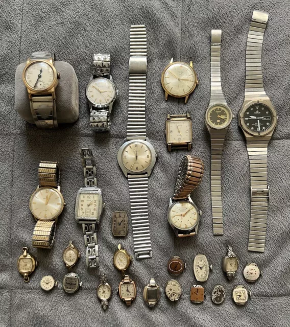 Old Stock & Vintage - Lot of 27 Mens/Ladies Watches - Mechanical/Quartz Untested