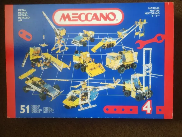 Vintage 90s Meccano Set 4 with Motor . Clean Parts. Items As Photographed.