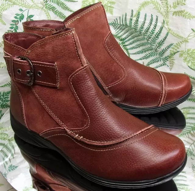 Earth Origins Dayton Burgundy Leather Ankle Boots Bootie Shoes Us Womens Sz 9 W