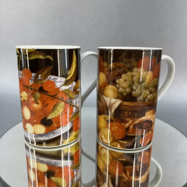 Pair Of Dunoon Applyby Painting Stoneware Scotland Coffee Tea Mugs Cup Floral
