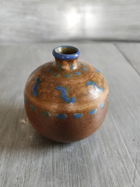 Vase boule en Grès émaillé ancien signé Louis Lourioux, signature Au Faune, Art