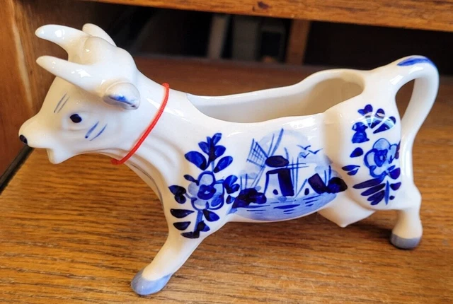 Hand Painted Delfts Blue Cow Creamer