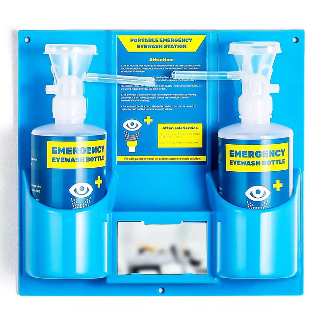 Emergency Eye Wash Station Portable Eyewash Safety Kit Wall Mount First-Aid Eye