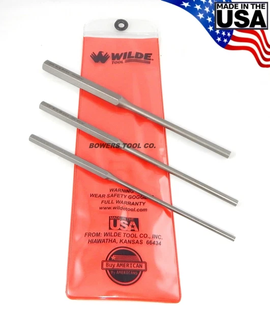Lang Tools 856-3ST 3-Piece Extra Long Pin Punch Set With Handles & Strike Caps
