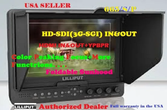 Professionnel lilliput 665 / S/P HD-SDI avec un Pic Focus HDMI In&out Moniteur + 2