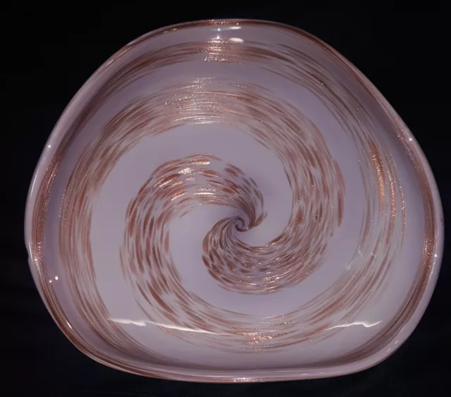 Mid-Century Genuine w/ Label MURANO GLASS Aventurine Swirl Plate Bowl 11" WoW!