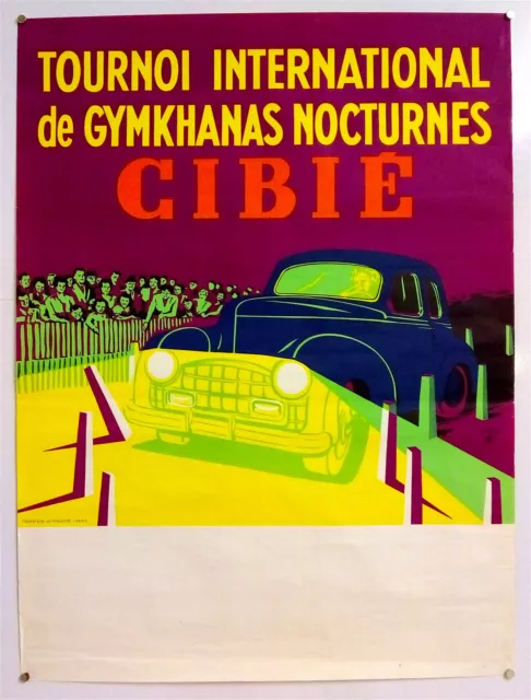 Cibié-tournoi Internacional Gymkhanas Nocturnes-Sérigraphie Original – C.1950