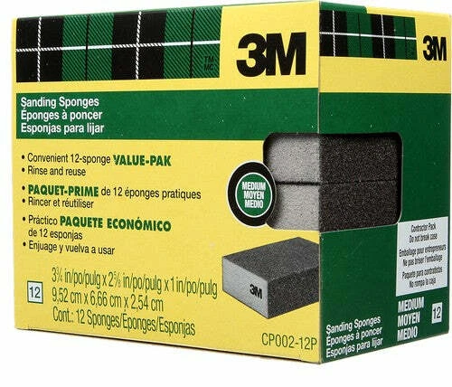 3M CP002-12P 3-3/4" x 2-5/8" x 1" Medium Sanding Sponge 12Pk