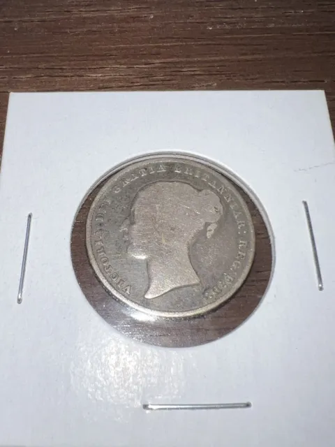 GB GREAT BRITAIN 1858 One Shilling silver coin Queen Victoria - Silver