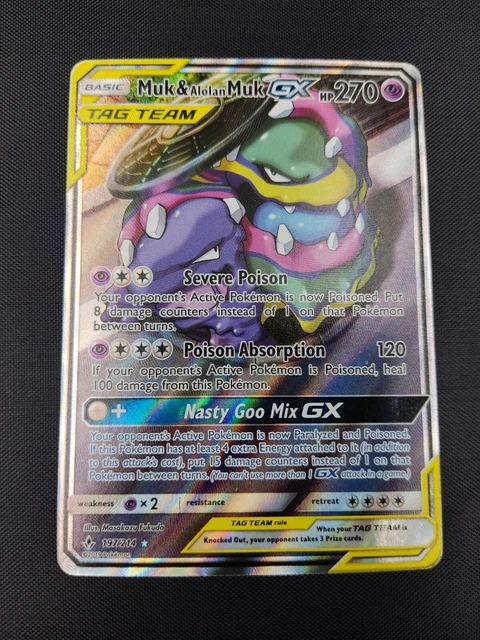 Pokemon Muk & Alolan Muk GX 197/214 ALTERNATE ART CARD Unbroken Bonds Set III