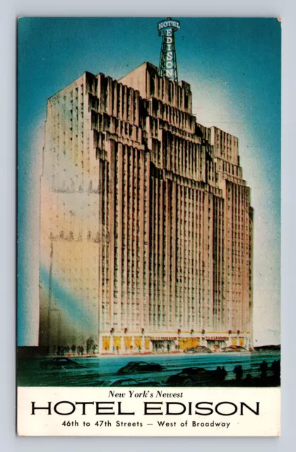 NEW YORK CITY NY-Hotel Edison, Advertisement, Vintage c1959 Souvenir ...