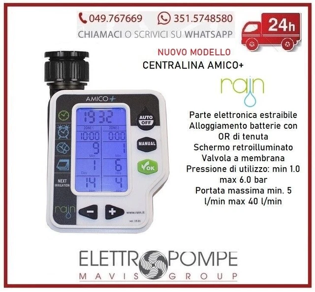 Centralina Rain Amico + Più Programmatore A Batteria Irrigazione Da Rubinetto