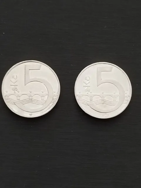 CZECH REPUBLIC - Set of Two 5 Korun Coins - One Inaugural + Free Bonus Coin