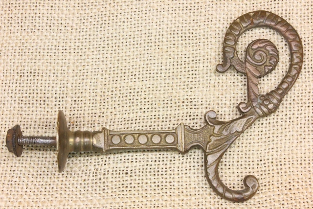 Old Coat Hook Bath Robe Fancy Mirror Cast Brass Leaves Vines 1880’s Mansion