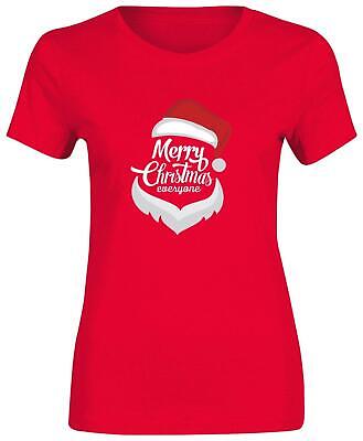Ladies Merry Christmas Everyone Print T Shirt Girls Xmas Short Sleeve Top Cotton