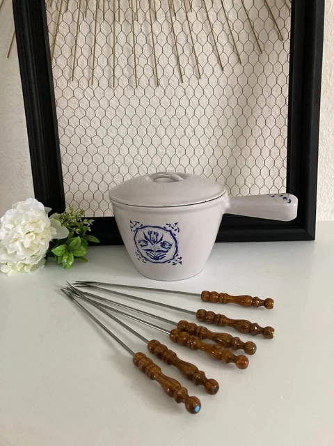 Caquelon à Fondue Le Creuset Fonte + 6 Fourchettes - Vintage
