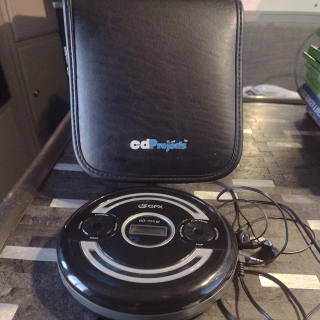 GPX PORTABLE PERSONAL CD Player AntiSkip LCD PC308B W/ Case andEar
