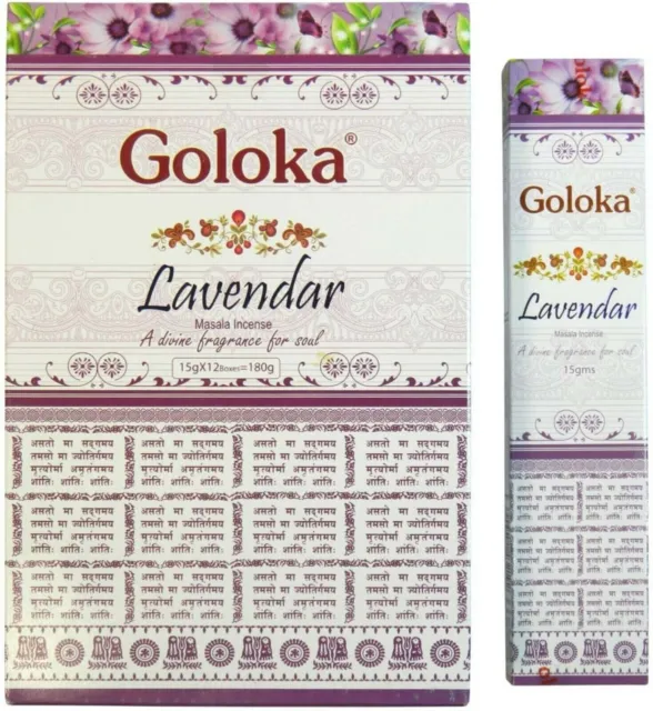 Goloka  Lavender Fregrance Agarbatti Incense Sticks 12 Packs of 15g X 180g