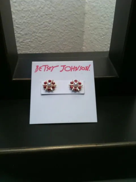 Betsey Johnson small orange peal flower pierced earrings Retails $35
