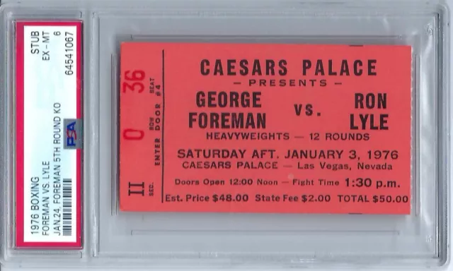1976 George Foreman Vs Ron Lyle  Heavyweight Fight Ticket Stub PSA - 6