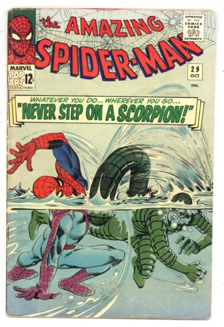 Amazing Spider-Man 29 VG Steve Ditko! Scorpion! J J Jameson! 1965 Marvel R127