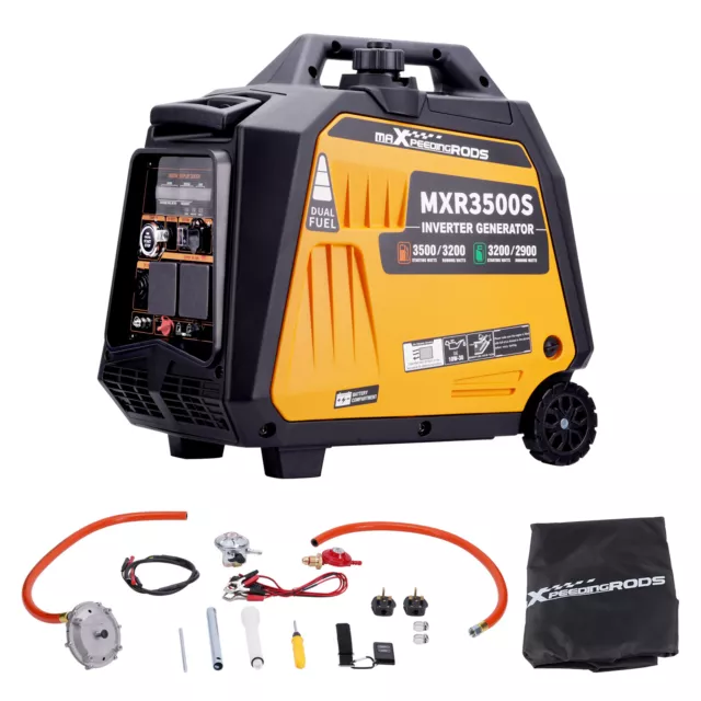 Portable Petrol Generator Inverter Dual Fuel LPG 3500W Camping Electric Start