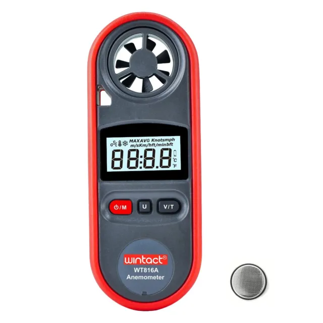 Wintact Handheld Anemometer Water Resistant, Small Digital Wind Speed Meter G...