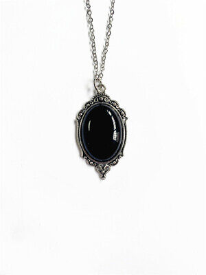 Gothic Vintage Black Cameo Crystal Pendant Necklace Women Silver Fashion Jewelry