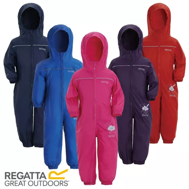 Regatta Childrens Puddle IV Boys Girls Waterproof All In One Kids Rain Suit Size