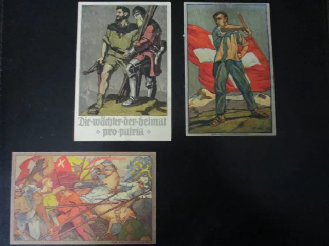 3x Postkarte Ganzsache Schweiz - Bundesfeier 1911 1912