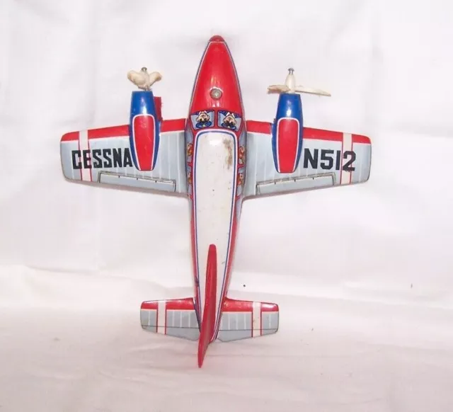 CESSNA N512 Tin Lithograph Friction Airplane Japan 1960's Parts Friction Works