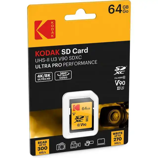 KODAK SD Card 64 GB UHS-II U3 V90 SDXC ULTRA PRO Performance