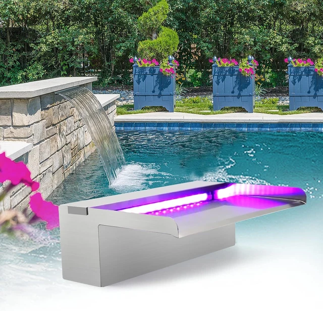 Fontana Cascata Per Piscina INOX 30cm Con LED - Flusso Acqua Decorativo E Rilassante | Con Illuminazione - Foto 9