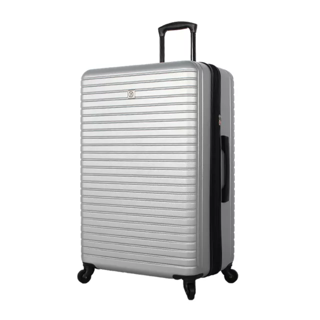 Hard Side 28” Checked Luggage Suitcase with 360-degree Spinner Wheels, Silver