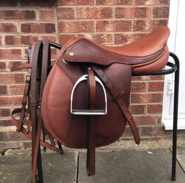 16’’ Exselle Pony Jump / GP Saddle with Stirrups And Bridle-Excellent Condition