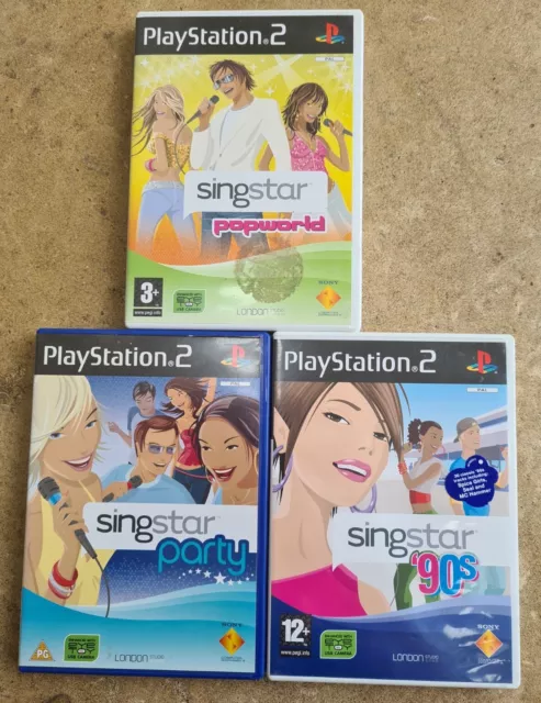 Playstation PS2 Singstar x3 bundle Voice Games Bundle with Manuals VGC