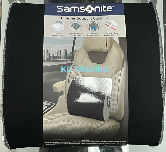 Samsonite AUTOMOTIVE LUMBAR SUPPORT CUSHION Premium Memory Foam Ventilated Mesh