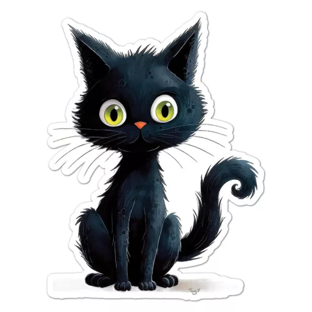 Cute Black Cat Kitten, Vinyl Decal Sticker, Indoor Outdoor, 3 Sizes, #11086