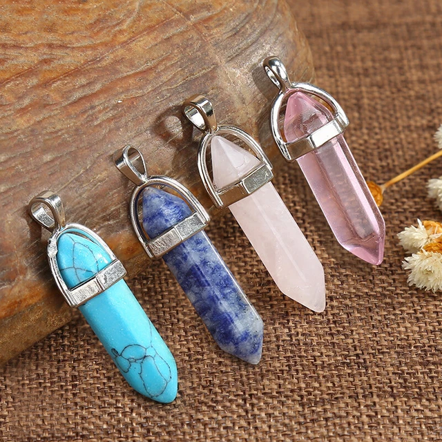 Natural Quartz Chakra Crystal Healing Point Cut Gemstone Pendant Reiki Necklace