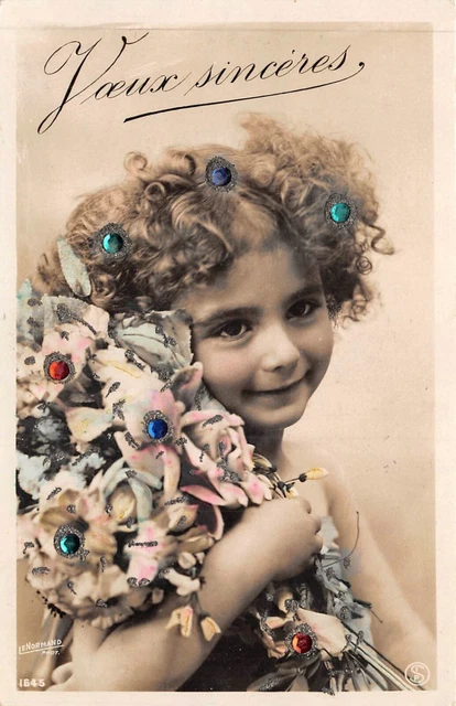 Cartolina - Fantasia, Foto Artistica Jeune Bambina E Mazzolino Da Fiore