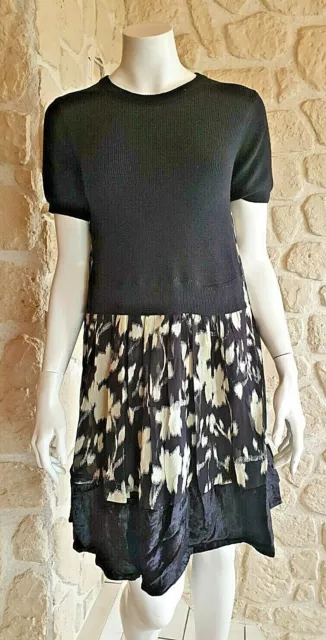 Robe noire/blanche avec laine neuve taille S marque Derhy étiquetée à 137€ (cm)